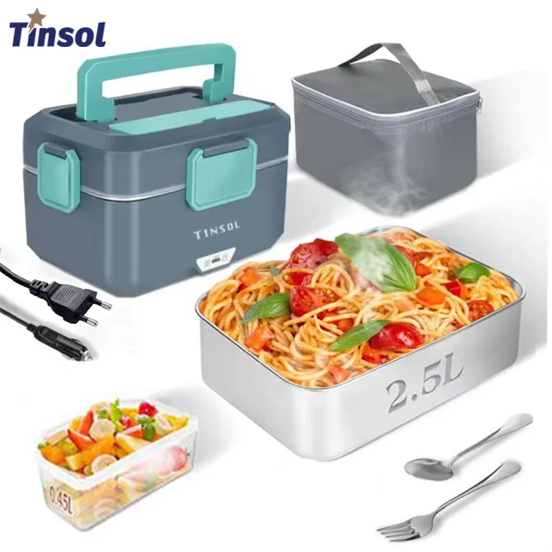 TINSOL 3.5L Lunchbox podgrzewany 90W, szybki, auto/biuro 🚗